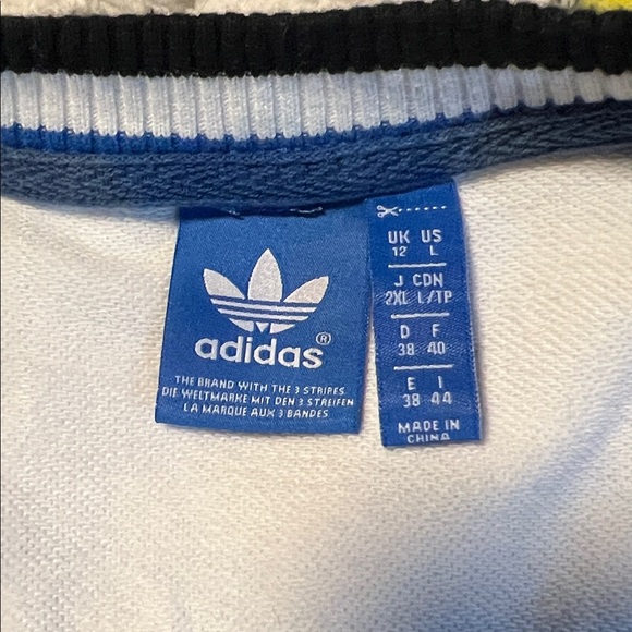 Adidas white blue black sweatshirt cotton blend Run Baggy sweat size Large - Picture 5 of 11